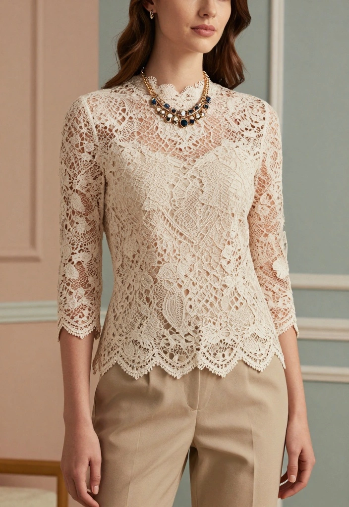 Crochet Blouse Free Pattern Guide for Handmade Fashion Lovers: 20 Wearable Style Ideas - 2. Elegant Lace Detail Blouse 1