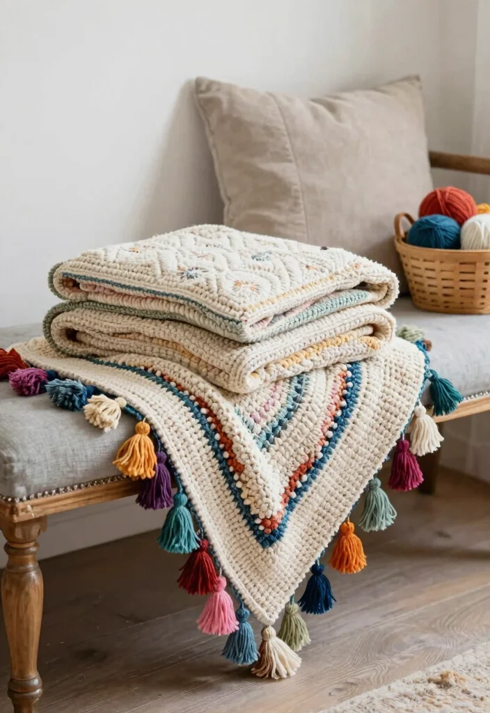 Crochet Borders for Blankets: A Guide to Polished Finishes with 18 Decorative Edging Ideas - 11. Tasseled Edge 1