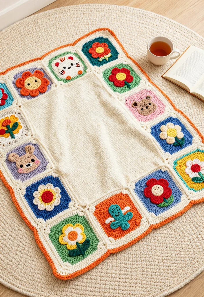 Crochet Borders for Blankets: A Guide to Polished Finishes with 18 Decorative Edging Ideas - 14. Appliquéd Edge 1