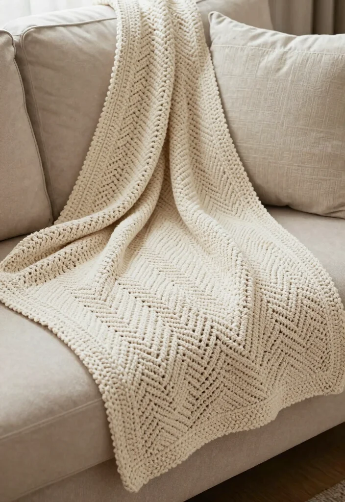 Crochet Borders for Blankets: A Guide to Polished Finishes with 18 Decorative Edging Ideas - 15. Herringbone Edge 1