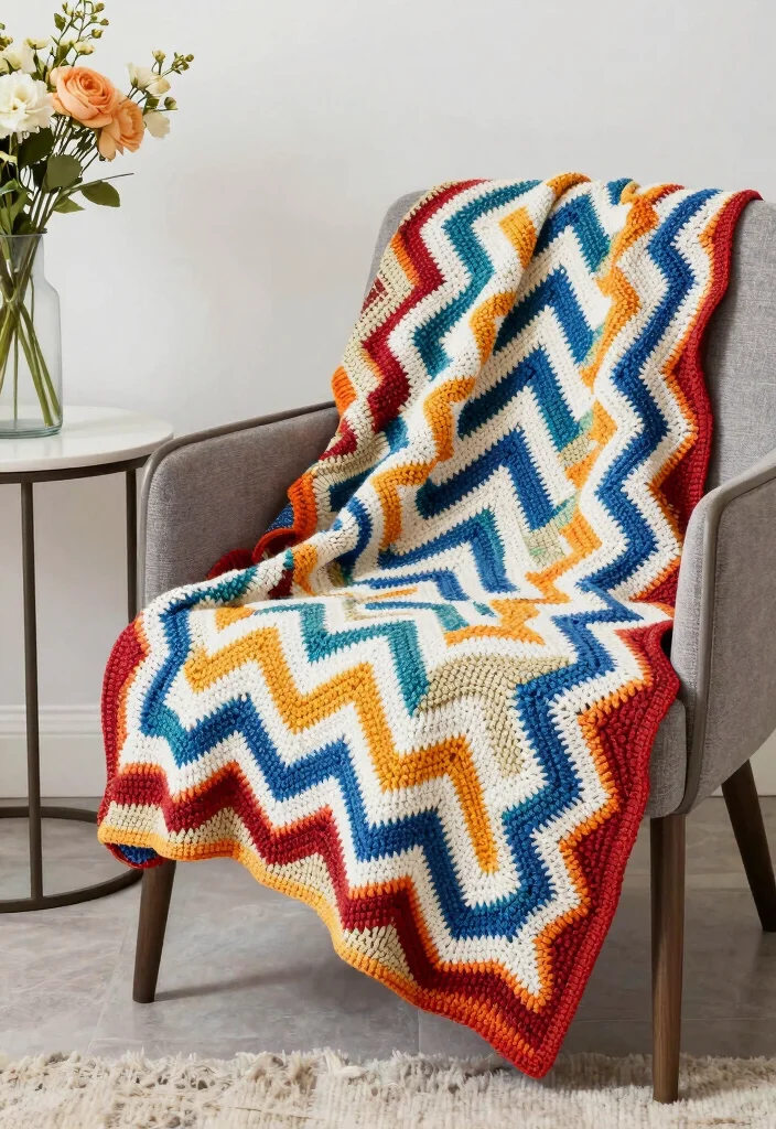 Crochet Borders for Blankets: A Guide to Polished Finishes with 18 Decorative Edging Ideas - 17. Chevron Edge 1