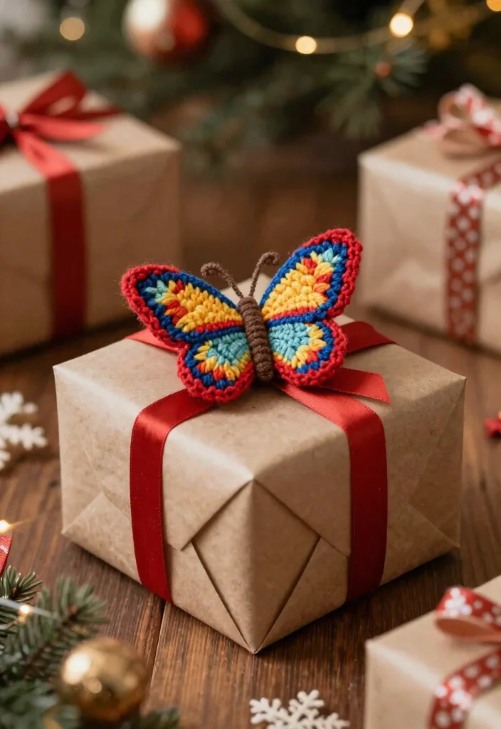 Crochet Butterfly Free Pattern Guide for Decorative Accents: 19 Delicate Design Ideas - 18. Butterfly Gift Toppers 1