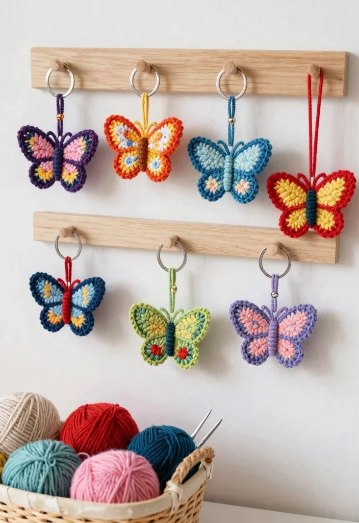 Crochet Butterfly Free Pattern Guide for Decorative Accents: 19 Delicate Design Ideas - 7. Butterfly Keychains 1
