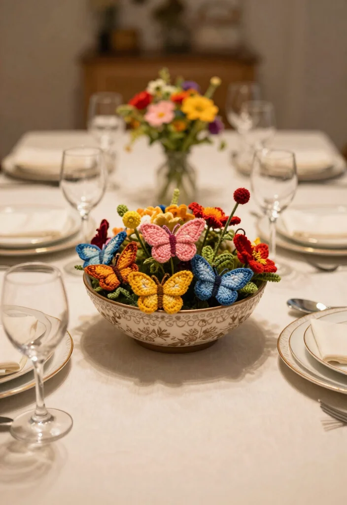 Crochet Butterfly Free Pattern Guide for Decorative Accents: 19 Delicate Design Ideas - 8. Butterfly Table Centerpiece 1