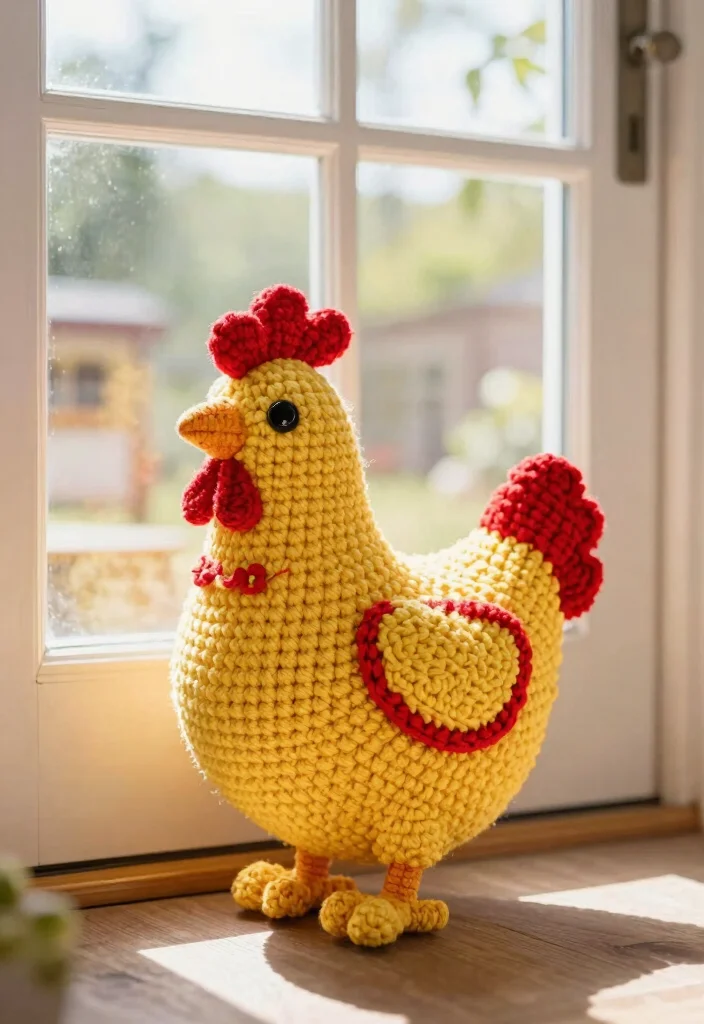 Crochet Chicken Patterns: A Free Guide to 20 Playful Farmhouse-Inspired Toy Ideas - 12. Crochet Chicken Doorstop 1