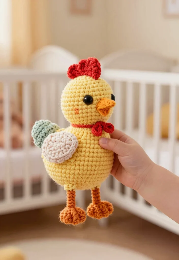 Crochet Chicken Patterns: A Free Guide to 20 Playful Farmhouse-Inspired Toy Ideas - 13. Crochet Chicken Baby Rattle 1