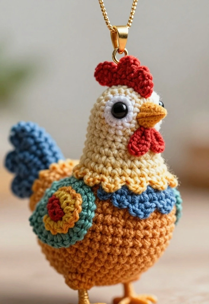 Crochet Chicken Patterns: A Free Guide to 20 Playful Farmhouse-Inspired Toy Ideas - 14. Crochet Chicken Pendant 1