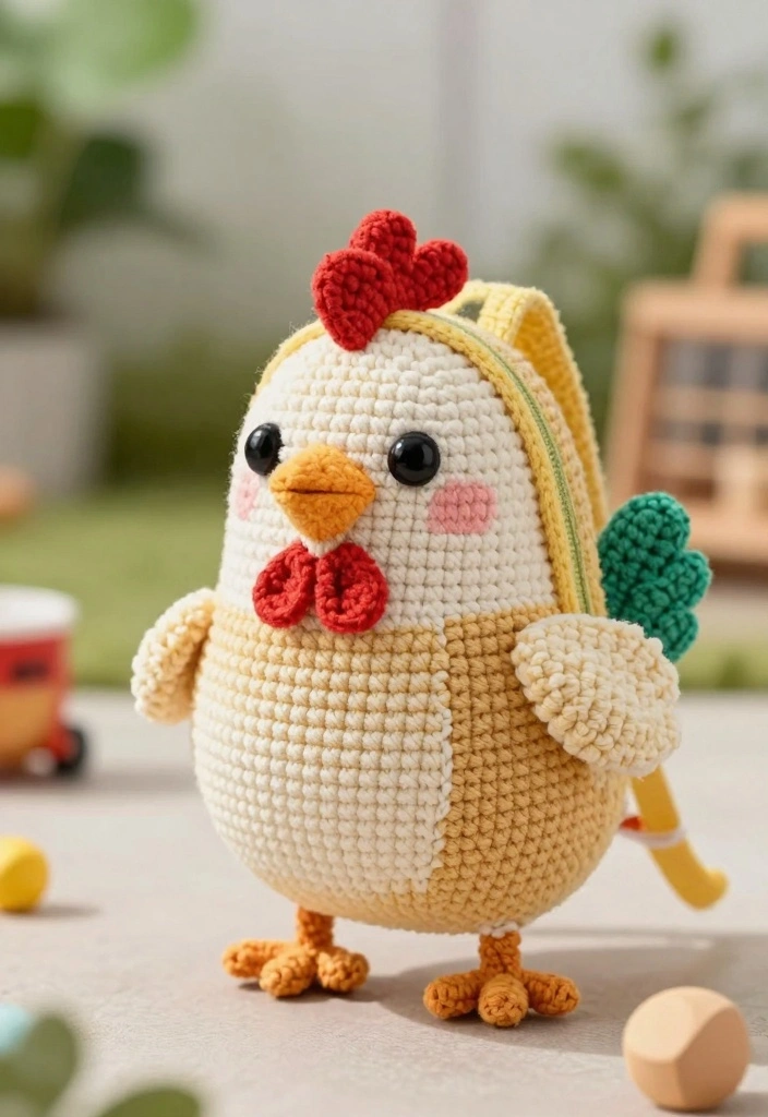Crochet Chicken Patterns: A Free Guide to 20 Playful Farmhouse-Inspired Toy Ideas - 15. Crochet Chicken Backpack 1