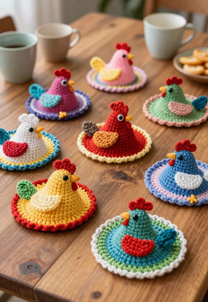 Crochet Chicken Patterns: A Free Guide to 20 Playful Farmhouse-Inspired Toy Ideas - 16. Crochet Chicken Coasters 1