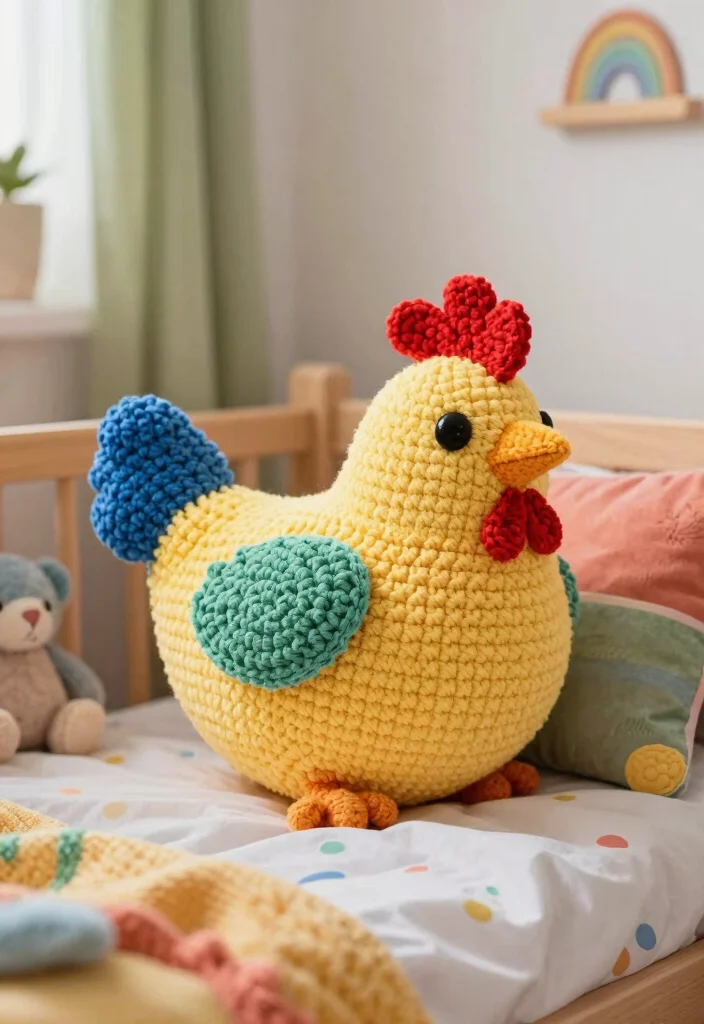 Crochet Chicken Patterns: A Free Guide to 20 Playful Farmhouse-Inspired Toy Ideas - 17. Crochet Chicken Pillow 1