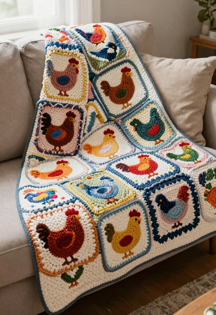 Crochet Chicken Patterns: A Free Guide to 20 Playful Farmhouse-Inspired Toy Ideas - 18. Crochet Chicken Quilt 1