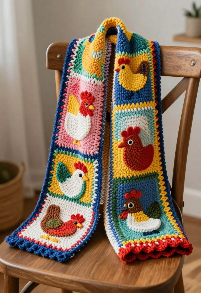 Crochet Chicken Patterns: A Free Guide to 20 Playful Farmhouse-Inspired Toy Ideas - 20. Crochet Chicken Scarf 1