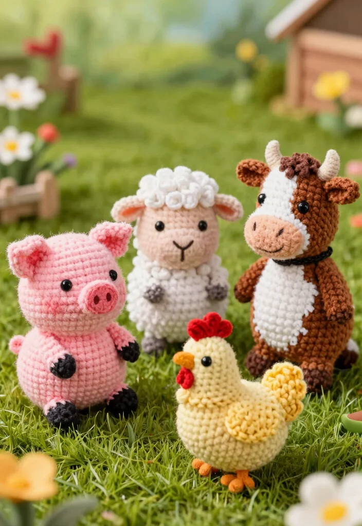 Crochet Chicken Patterns: A Free Guide to 20 Playful Farmhouse-Inspired Toy Ideas - 5. Farmyard Friends Collection 1