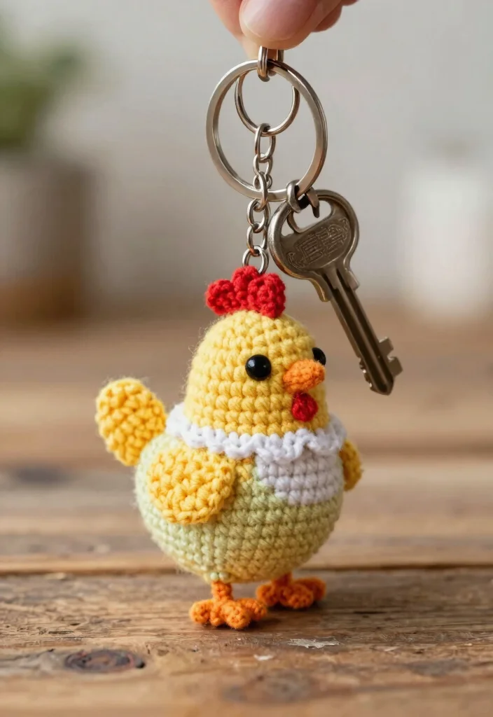 Crochet Chicken Patterns: A Free Guide to 20 Playful Farmhouse-Inspired Toy Ideas - 6. Happy Chicken Keychain 1