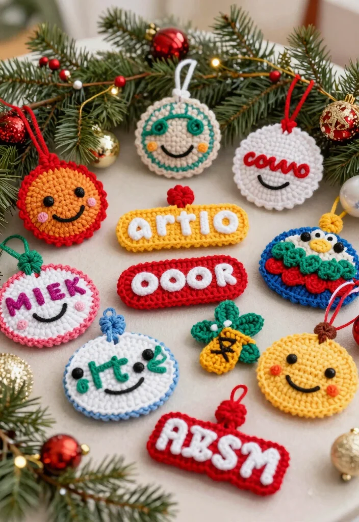 Crochet Christmas Ornaments: Free Guide for Meaningful Holiday Decor with 17 Festive Designs - 6. Joyful Ornaments with Words 1