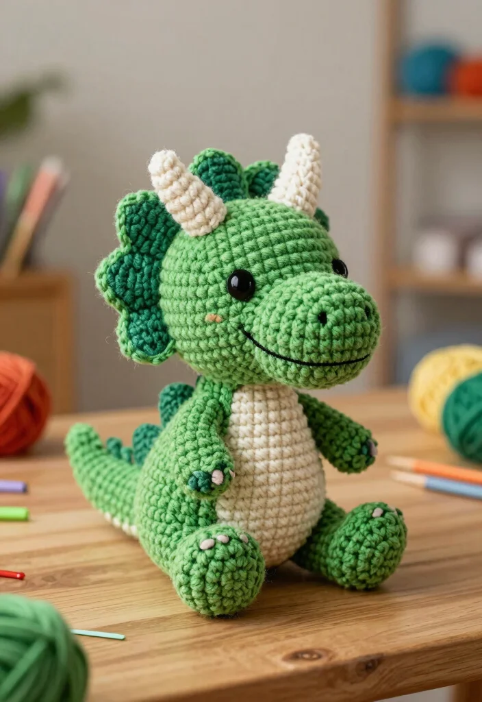 Crochet Dinosaur Pattern Free Guide for Fun Toy Projects: 19 Imaginative Design Ideas - 6. Triceratops Delight 1