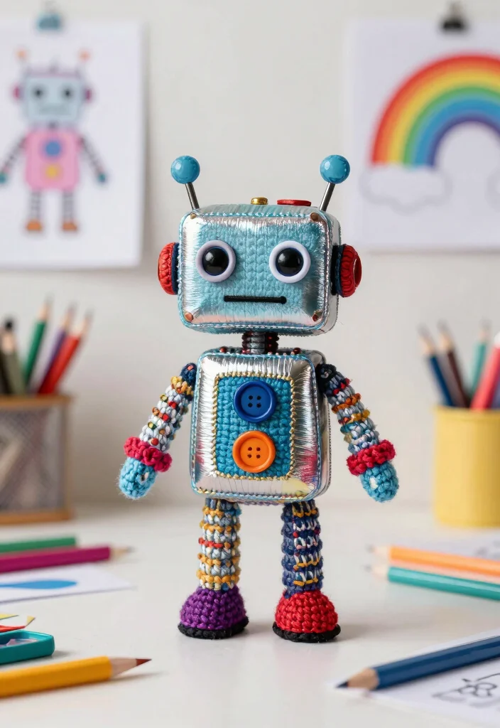 Crochet Dolls: Free Patterns Guide to Meaningful Handmade Toys with 17 Charming Designs - 14. Snazzy Robot 1