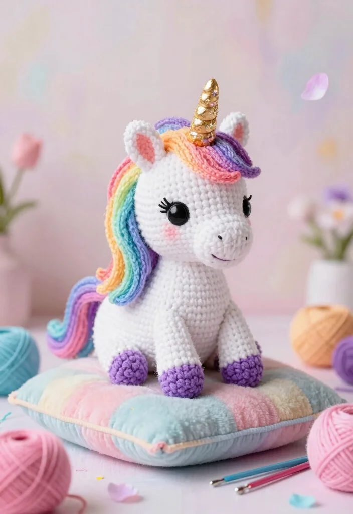 Crochet Dolls: Free Patterns Guide to Meaningful Handmade Toys with 17 Charming Designs - 3. Delightful Unicorn 1