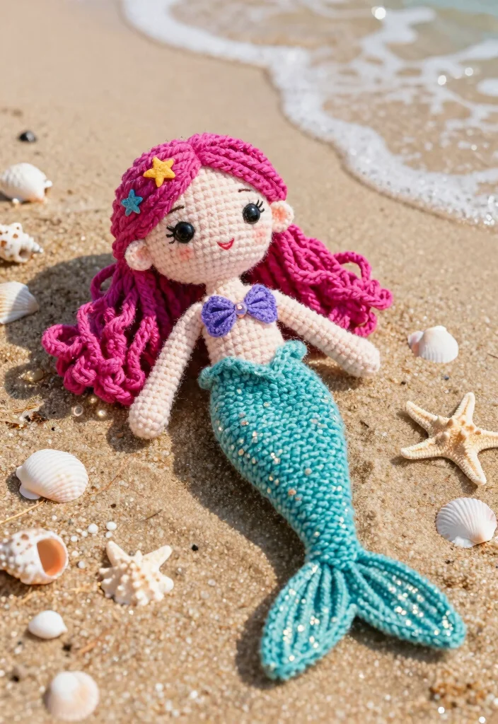 Crochet Dolls: Free Patterns Guide to Meaningful Handmade Toys with 17 Charming Designs - 7. Adorable Mermaid 1