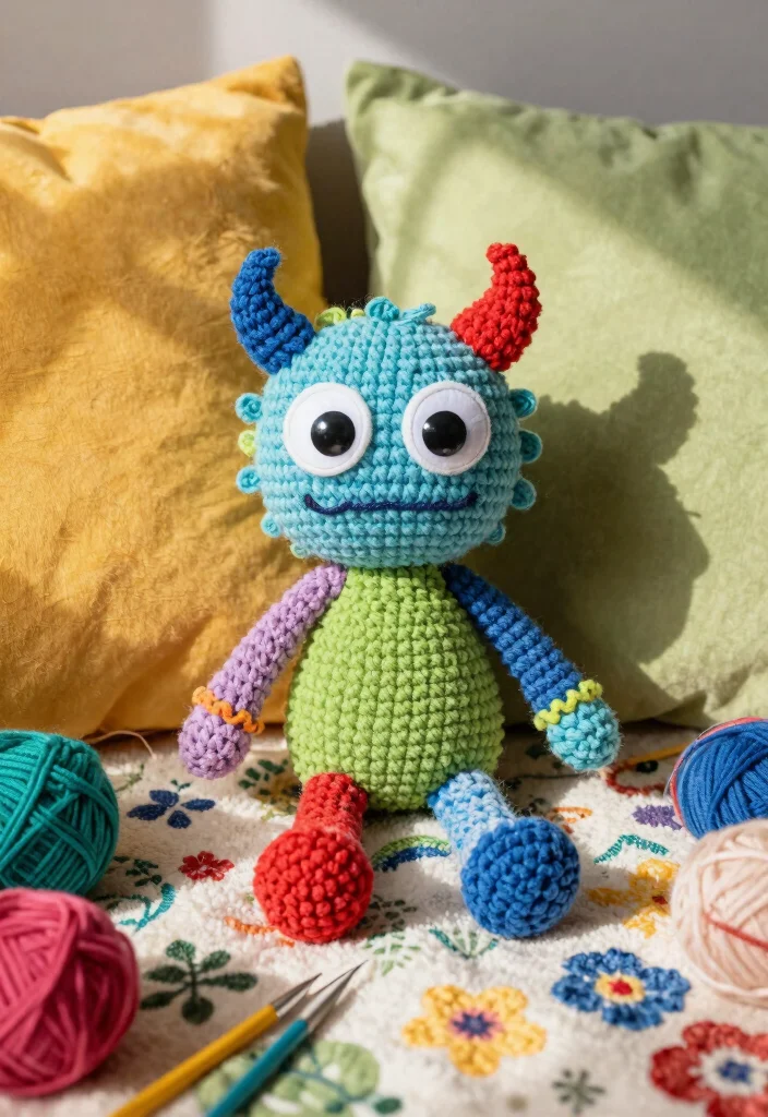 Crochet Dolls: Free Patterns Guide to Meaningful Handmade Toys with 17 Charming Designs - 8. Cuddly Monster 1