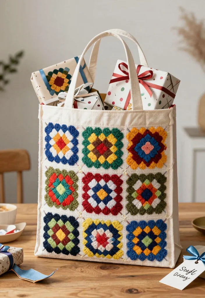 Crochet Granny Square Bag Guide: Combining Charm and Function with 17 Creative Bag Ideas - 12. Personalized Gift Bag 1