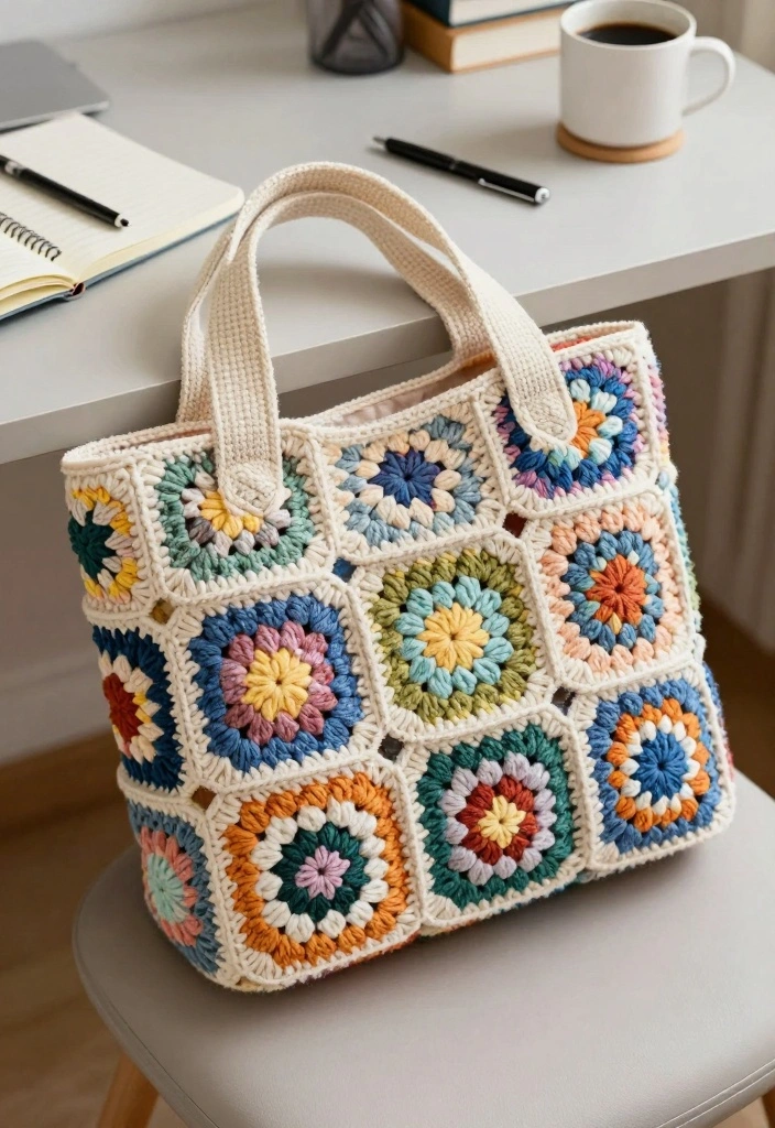 Crochet Granny Square Bag Guide: Combining Charm and Function with 17 Creative Bag Ideas - 14. Cozy Laptop Bag 1