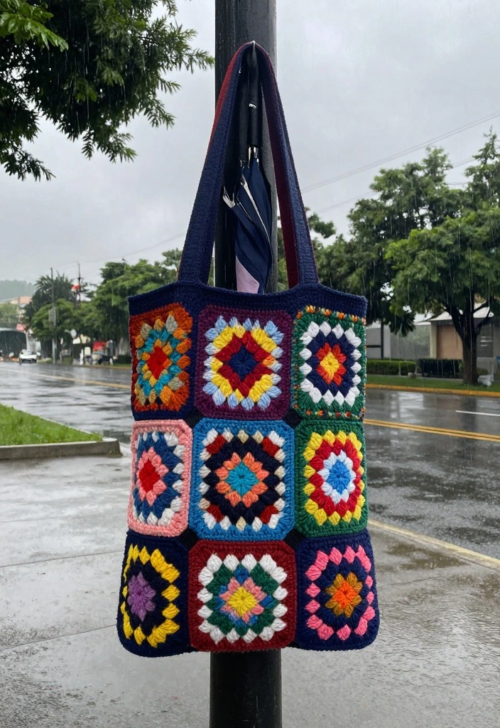 Crochet Granny Square Bag Guide: Combining Charm and Function with 17 Creative Bag Ideas - 17. Unique Umbrella Holder Bag 1