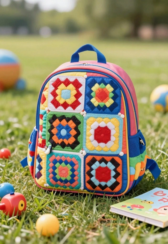 Crochet Granny Square Bag Guide: Combining Charm and Function with 17 Creative Bag Ideas - 6. Kid-Friendly Backpack 1