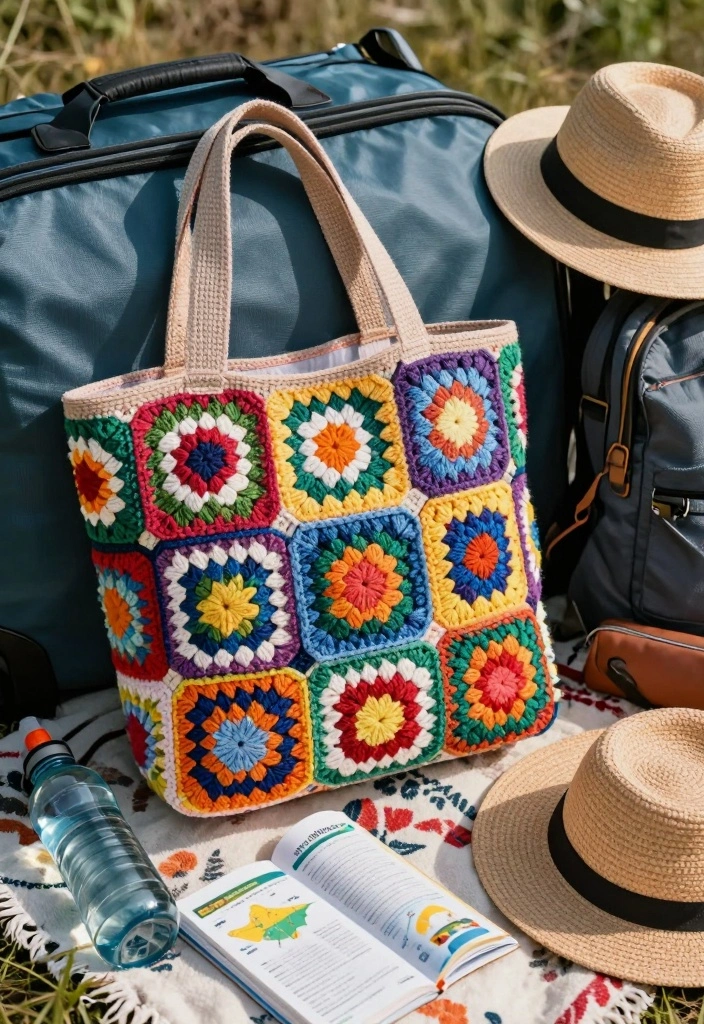 Crochet Granny Square Bag Guide: Combining Charm and Function with 17 Creative Bag Ideas - 9. Travel-Friendly Weekender Bag 1