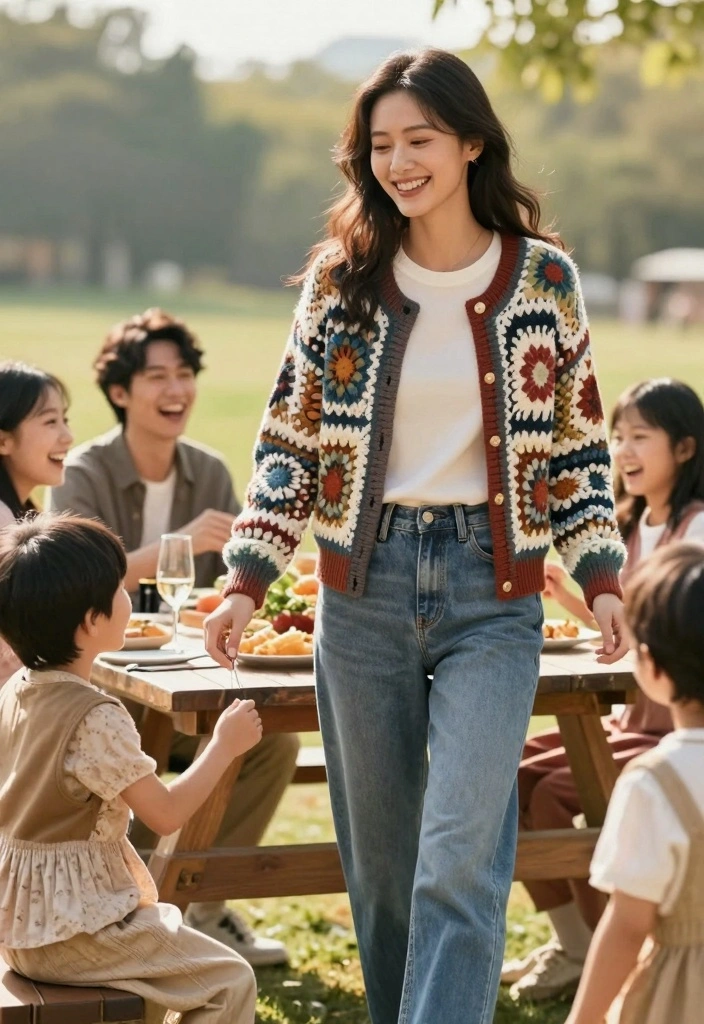 Crochet Granny Square Cardigan Guide for Cozy Statement Layers - 10. Casual Family Gatherings 1