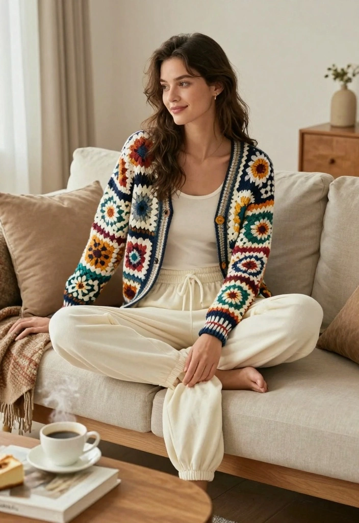 Crochet Granny Square Cardigan Guide for Cozy Statement Layers - 3. Chic and Casual Weekend Vibes 1