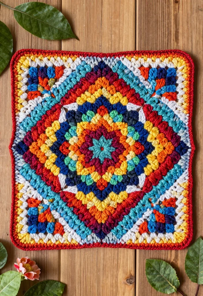 Crochet Granny Square Pattern Guide: 17 Creative Layout Ideas for Home Decor - 6. Granny Square Mandala 1