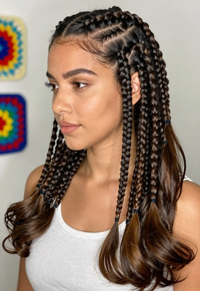 Crochet Hair Styles: Freetress Guide to Creative Braided Looks with 18 Textured Style Ideas - 8. Feed-In Braids 1