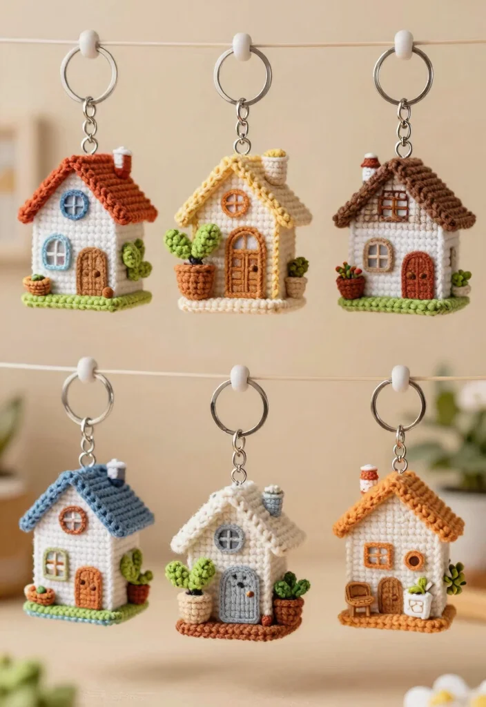 Crochet Keychain Pattern Free Guide for Small Handmade Gifts: 17 Creative Accessory Ideas - 12. Miniature Home Décor Keychains 1