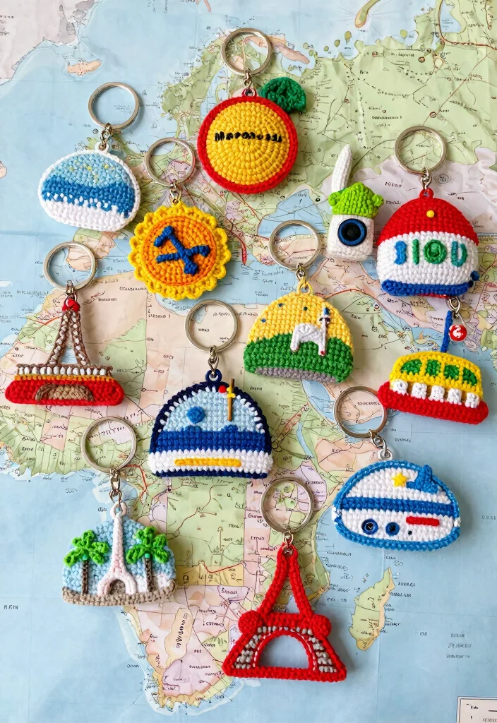 Crochet Keychain Pattern Free Guide for Small Handmade Gifts: 17 Creative Accessory Ideas - 13. Cute Travel Keychains 1
