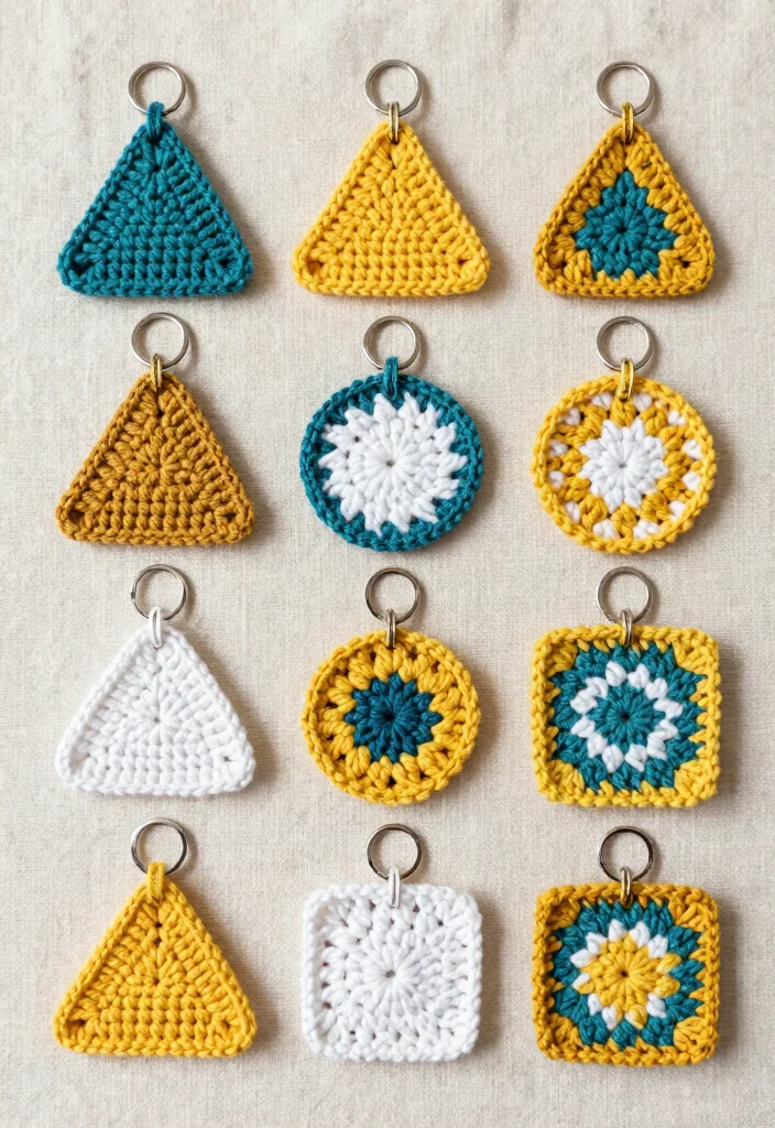 Crochet Keychain Pattern Free Guide for Small Handmade Gifts: 17 Creative Accessory Ideas - 3. Geometric Shapes Keychains 1