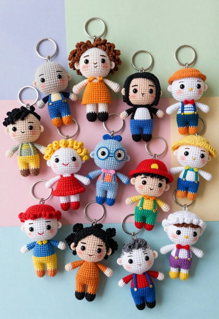 Crochet Keychain Pattern Free Guide for Small Handmade Gifts: 17 Creative Accessory Ideas - 8. Cute Character Keychains 1