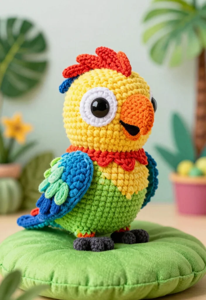 Crochet Plushies Pattern: Free Guide to Soft and Cute Creations with 18 Playful Design Ideas - 15. Colorful Parrot 1