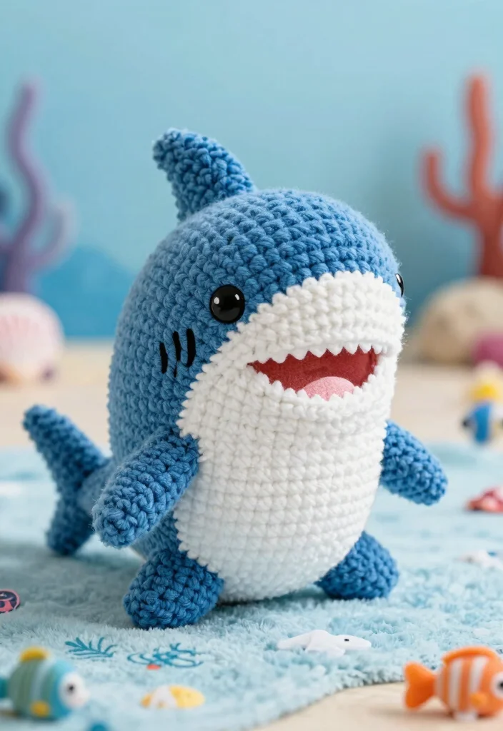 Crochet Plushies Pattern: Free Guide to Soft and Cute Creations with 18 Playful Design Ideas - 18. Lovable Shark 1