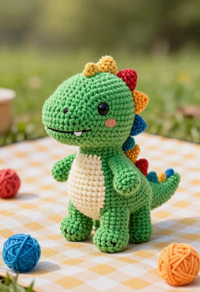 Crochet Plushies Pattern: Free Guide to Soft and Cute Creations with 18 Playful Design Ideas - 8. Happy Dino 1