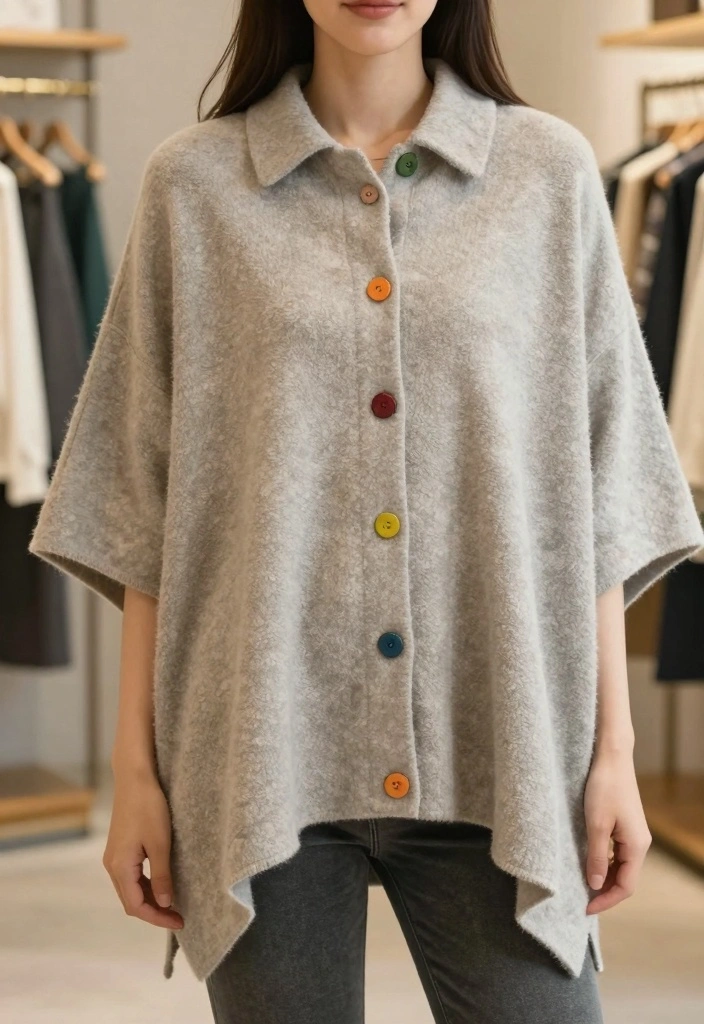 Crochet Poncho Free Pattern Guide for Effortless Comfort: 20 Relaxed Layering Styles - 5. Button-Up Poncho 1