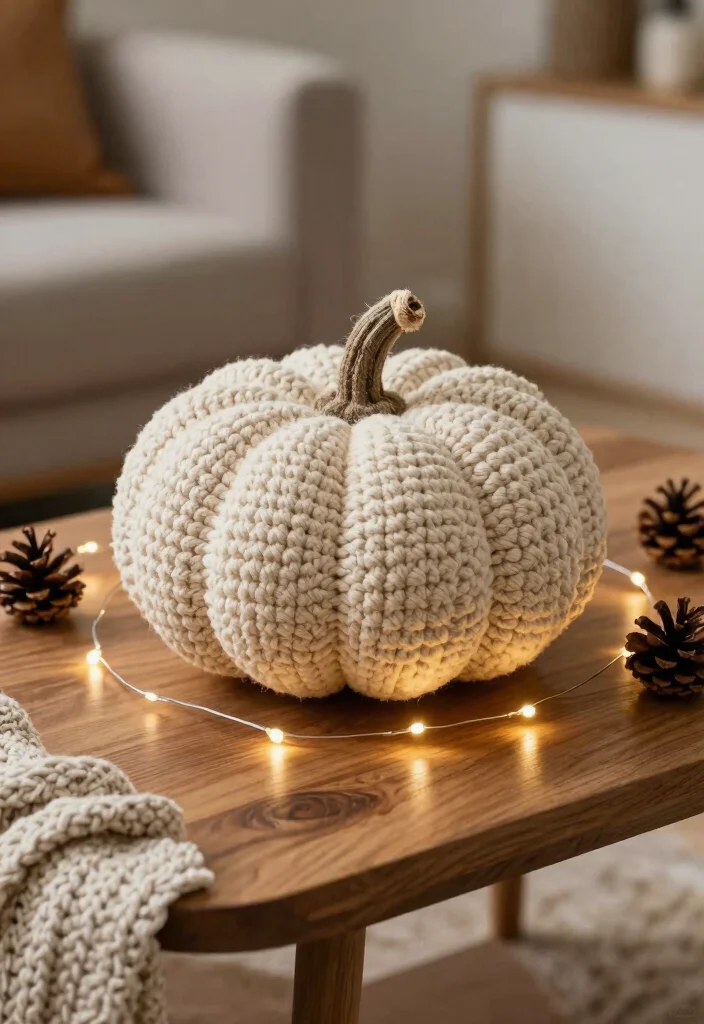 Crochet Pumpkin Free Pattern Guide for Seasonal Decor: 20 Cozy Autumn Project Ideas - 2. Chunky Cream Crochet Pumpkin 1