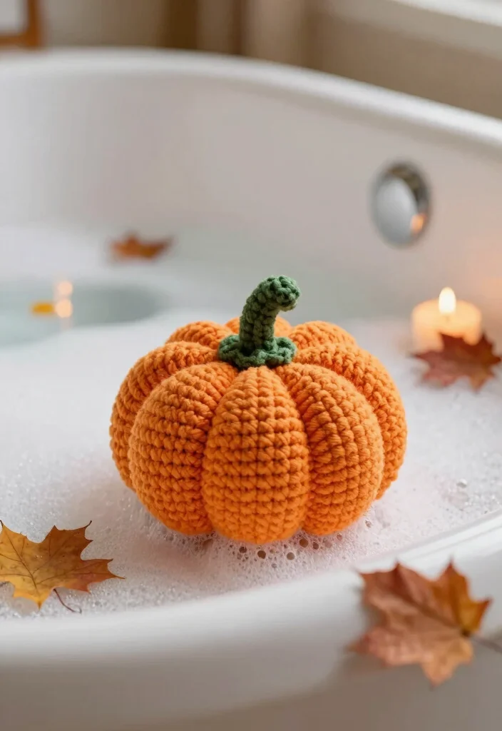 Crochet Pumpkin Free Pattern Guide for Seasonal Decor: 20 Cozy Autumn Project Ideas - 20. Crochet Pumpkin Bath Bomb Holder 1