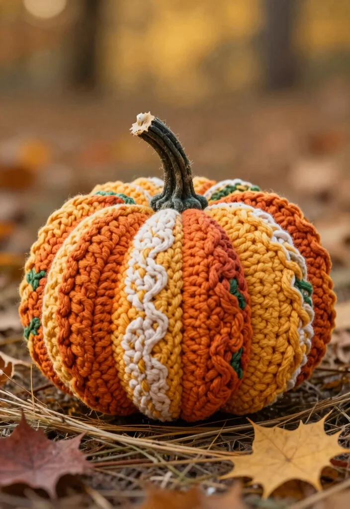 Crochet Pumpkin Free Pattern Guide for Seasonal Decor: 20 Cozy Autumn Project Ideas - 6. Textured Twisted Pumpkin 1