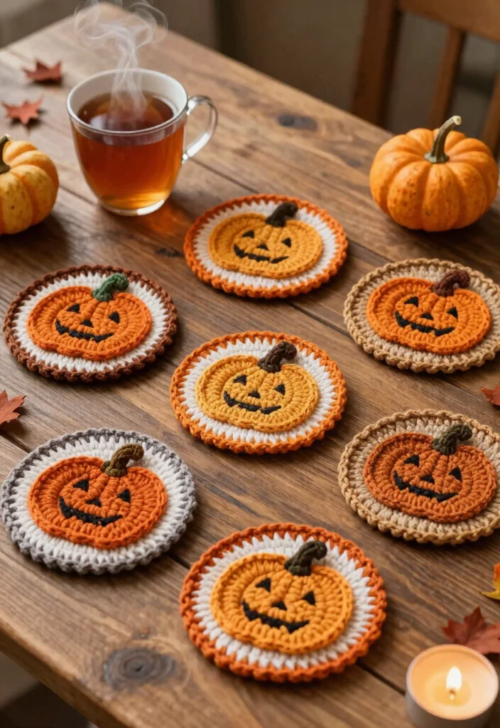 Crochet Pumpkin Free Pattern Guide for Seasonal Decor: 20 Cozy Autumn Project Ideas - 8. Crochet Pumpkin Coasters 1