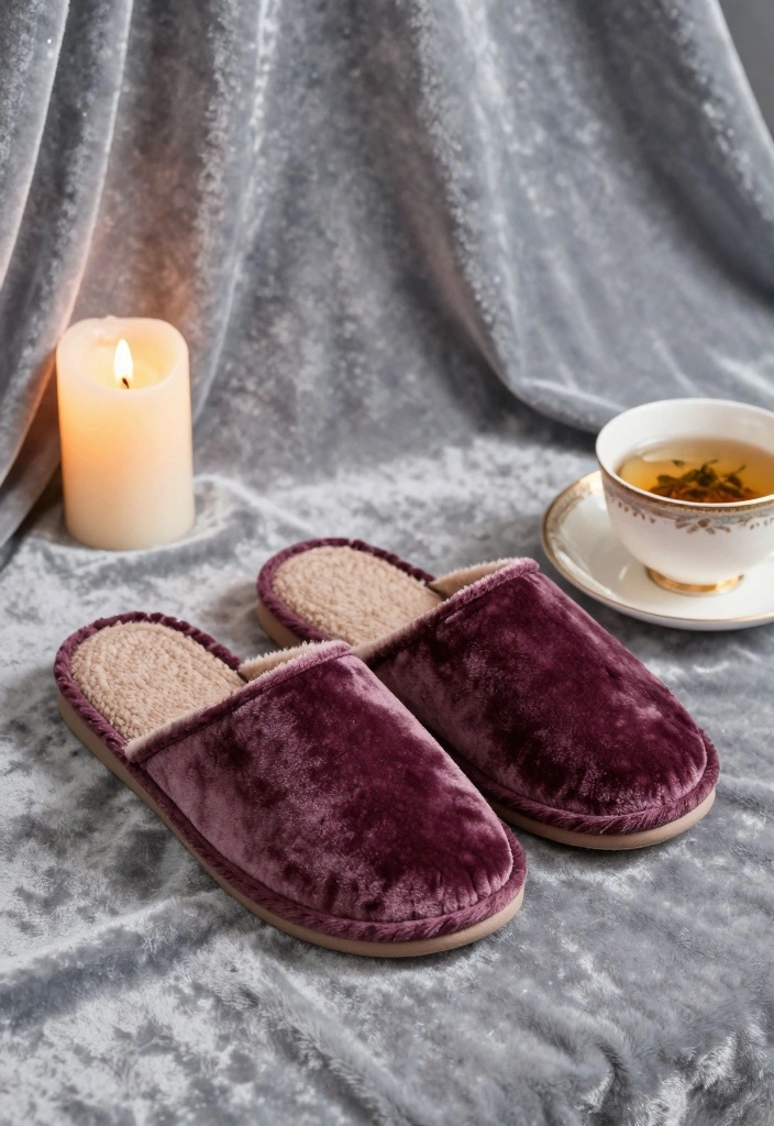 Crochet Slippers Free Pattern Guide for Comfortable Home Wear: 17 Warm Design Ideas - 16. Luxurious Velvet Slippers 1