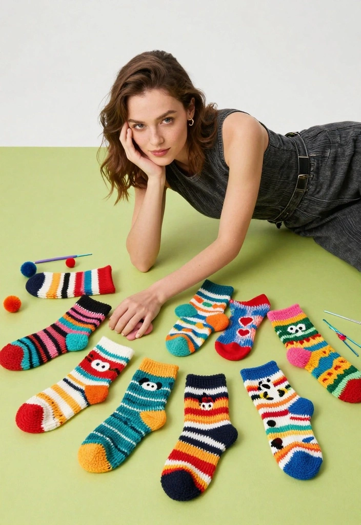 Crochet Socks Free Pattern Guide: 18 Cozy Sock Designs for Everyday Handmade Wear - 10. Funky Patterned Socks 1