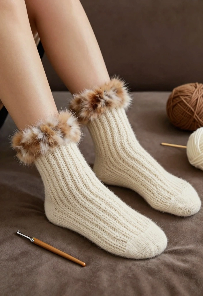 Crochet Socks Free Pattern Guide: 18 Cozy Sock Designs for Everyday Handmade Wear - 13. Faux Fur Trimmed Socks 1