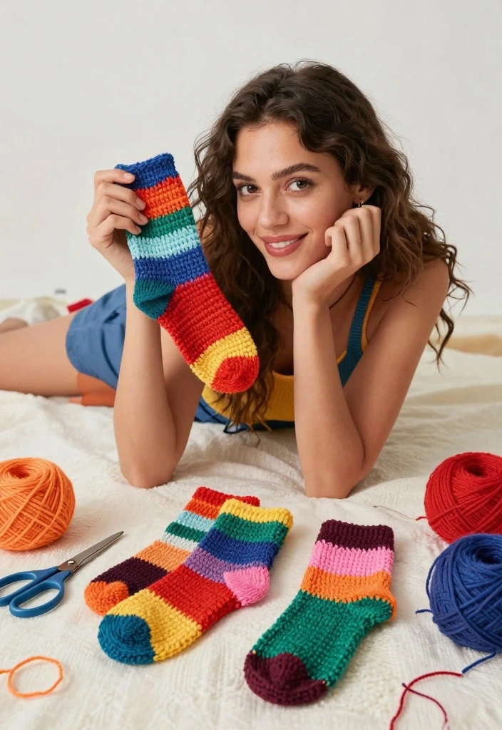 Crochet Socks Free Pattern Guide: 18 Cozy Sock Designs for Everyday Handmade Wear - 5. Color Block Crochet Socks 1