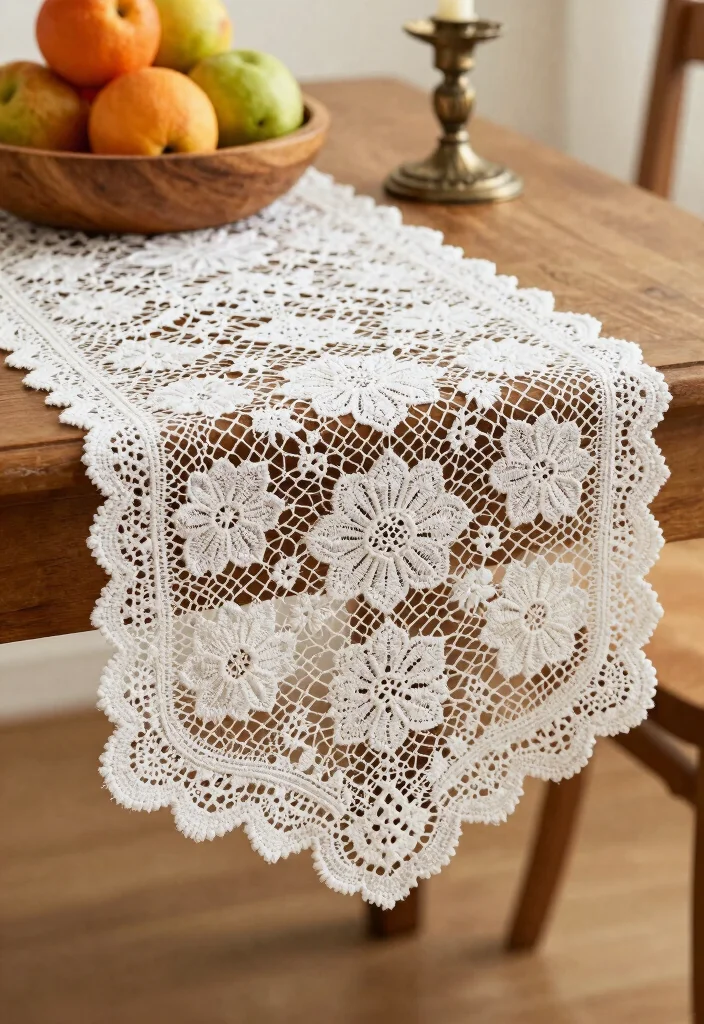 Crochet Table Runner Pattern Guide to Elevate Handmade Table Decor with 18 Beautiful Design Ideas - 1. Classic Lace Elegance 1
